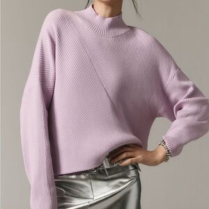 Maeve The Meredith Mock Neck Sweater Lavender Ribbed Size XL NWT